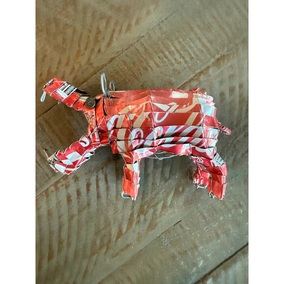 South African Handcrafted Wire & Soda Can Metal Hippo Hippopotamus Sculpture 5x2 - Picture 2 of 5